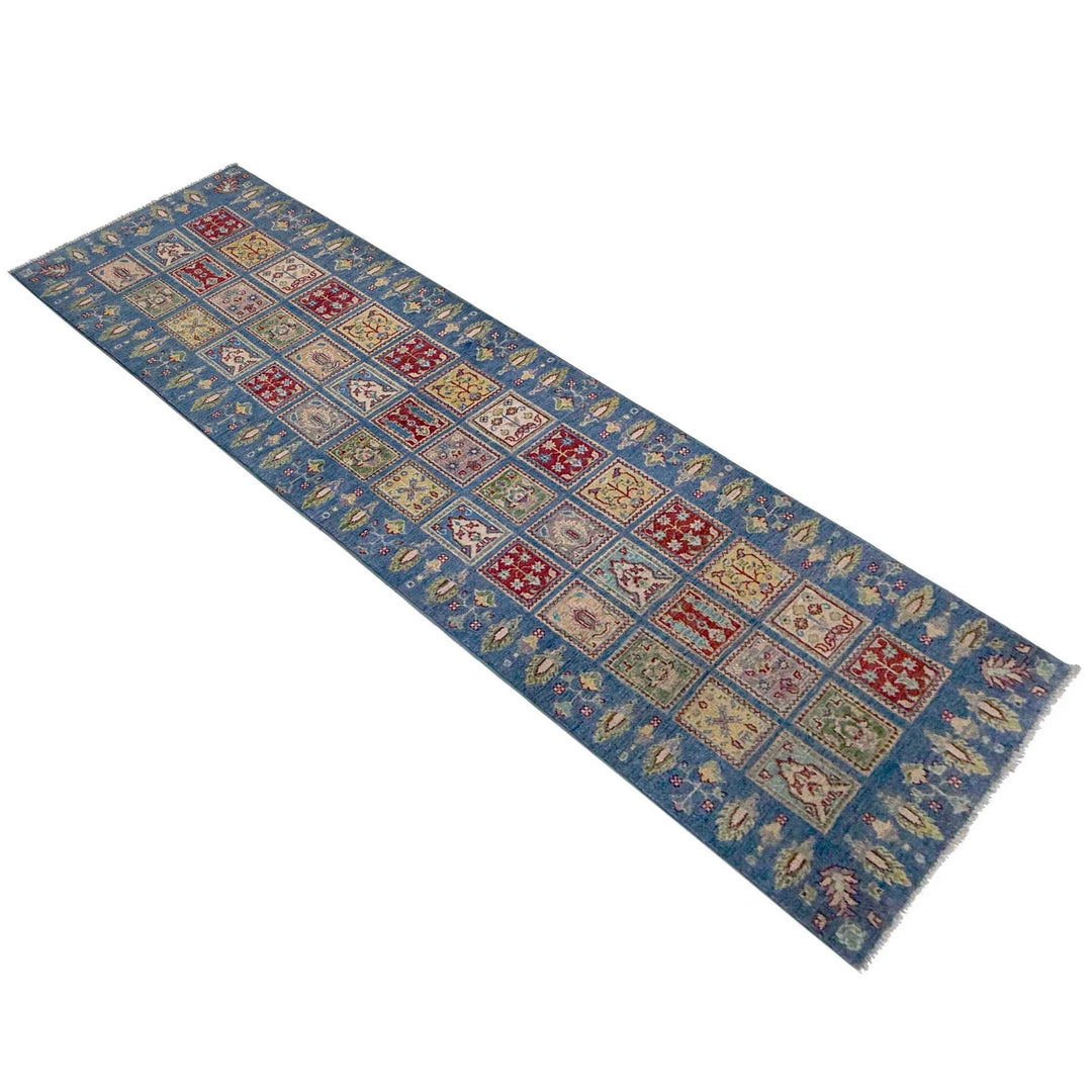 Blue Afghan Bakhtiar Rug 2' 7" x 9' 6" Hand-Knotted | No. AL14245