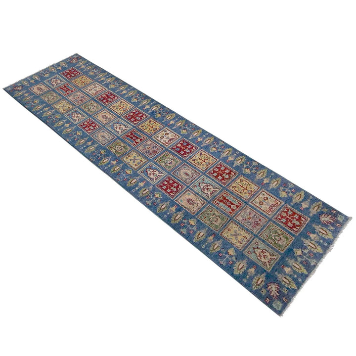 Blue Afghan Bakhtiar Rug 2' 7" x 9' 6" Hand-Knotted | No. AL14245