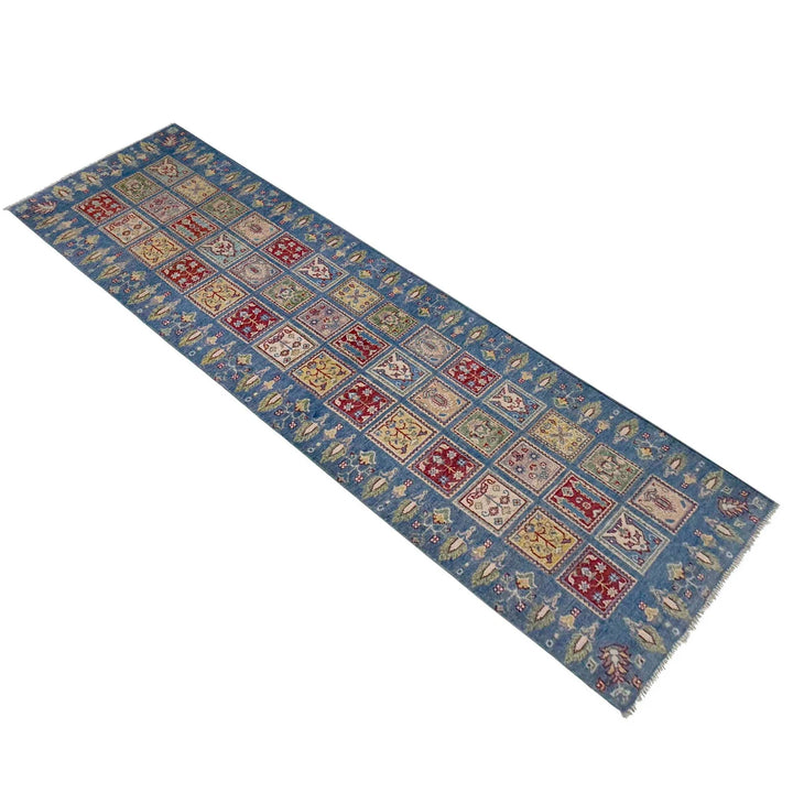 Blue Afghan Bakhtiar Rug 2' 7" x 9' 6" Hand-Knotted | No. AL14245