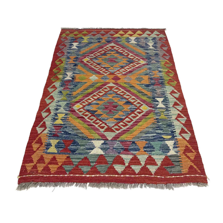 Afghan Vegetable Kilim Rug 2' 9" x 4' 0" Flat-Weave | No. AL142677