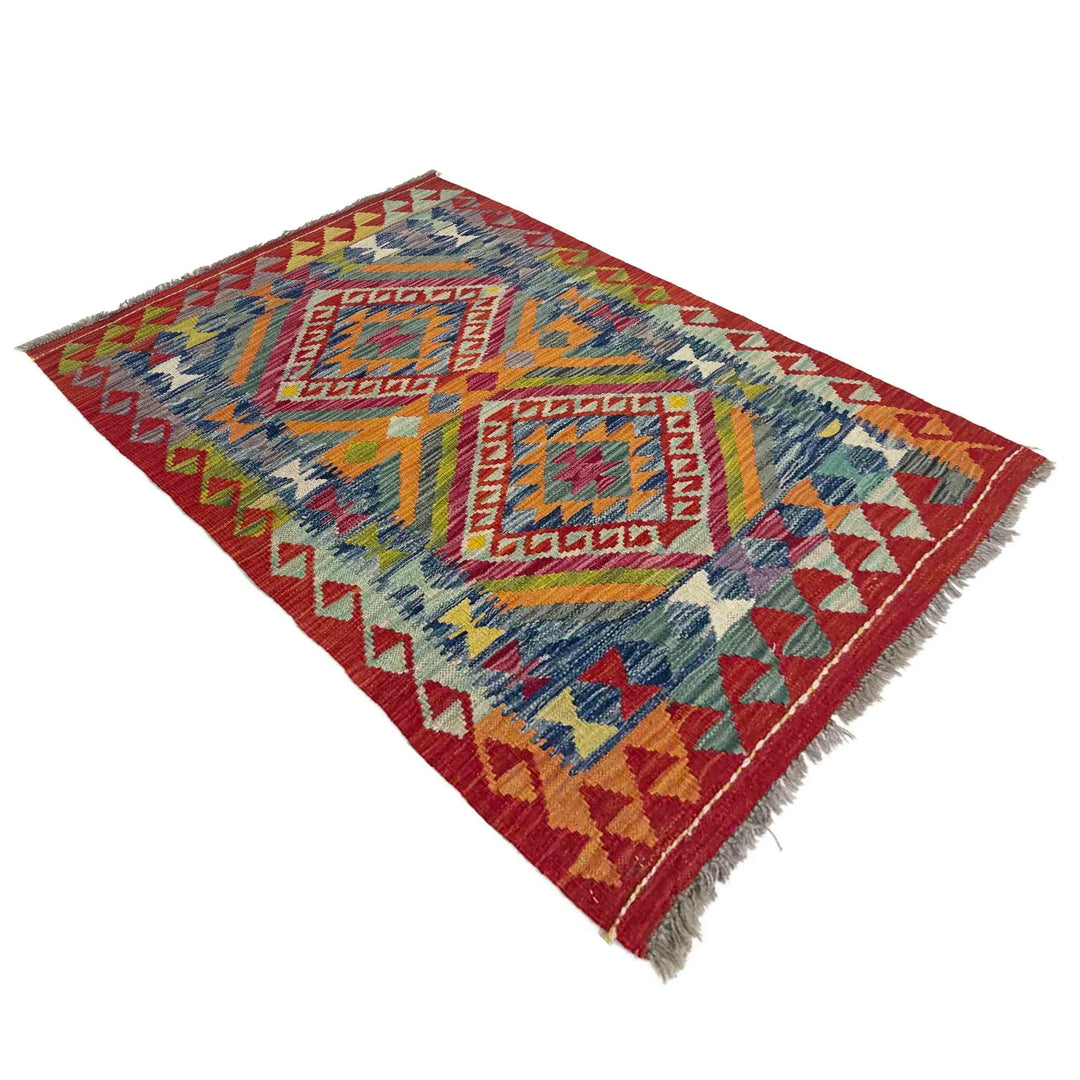 Afghan Vegetable Kilim Rug 2' 9" x 4' 0" Flat-Weave | No. AL142677