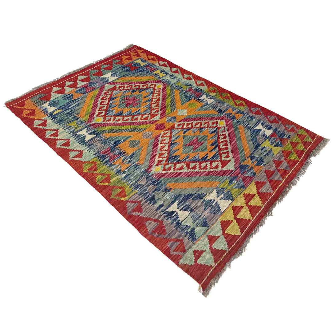 Afghan Vegetable Kilim Rug 2' 9" x 4' 0" Flat-Weave | No. AL142677