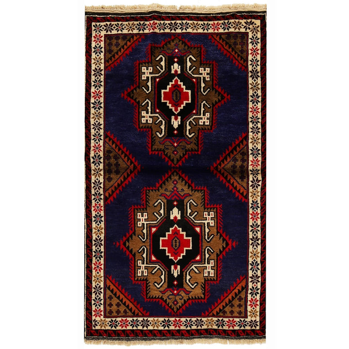 Afghan Baluchi Rug 2'11" x 4'11" Hand-Knotted | No. AL14300