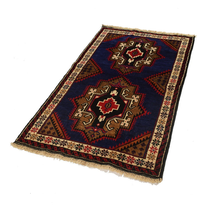 Afghan Baluchi Rug 2'11" x 4'11" Hand-Knotted | No. AL14300