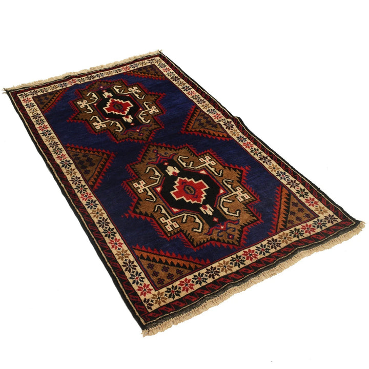 Afghan Baluchi Rug 2'11" x 4'11" Hand-Knotted | No. AL14300