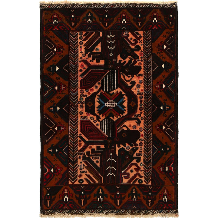 Afghan Baluchi Rug 3' 1" x 4' 9" Hand-Knotted | No. AL14426