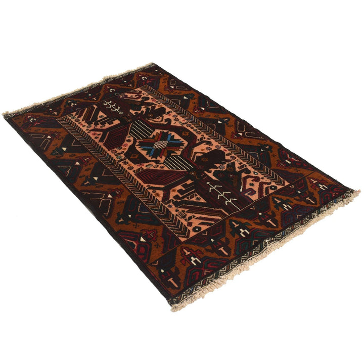 Afghan Baluchi Rug 3' 1" x 4' 9" Hand-Knotted | No. AL14426