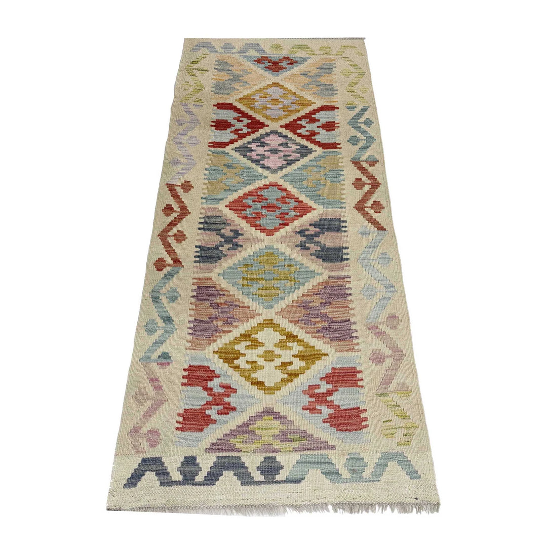 Afghan Vegetable Kilim Rug 2' 0" x 5' 7" Flat-Weave | No. AL144635