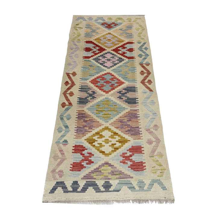 Afghan Vegetable Kilim Rug 2' 0" x 5' 7" Flat-Weave | No. AL144635