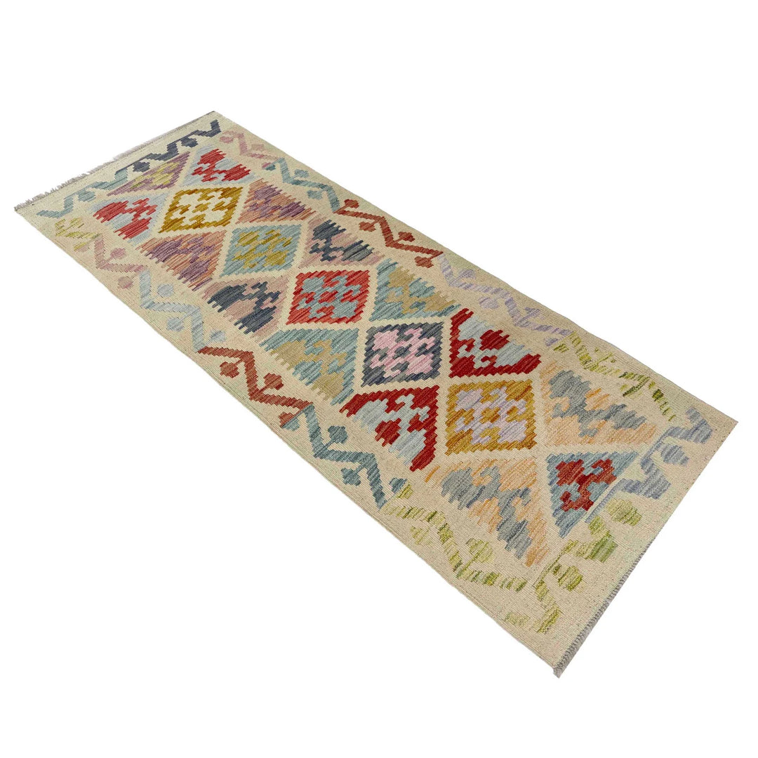 Afghan Vegetable Kilim Rug 2' 0" x 5' 7" Flat-Weave | No. AL144635