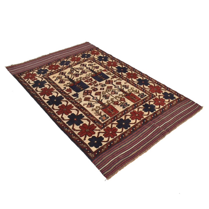Afghan Barjista Kilim Rug 4' 3" x 6' 1" Flat-Weave | No. AL14480