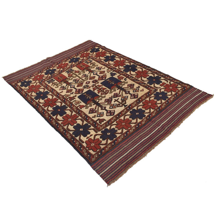Afghan Barjista Kilim Rug 4' 3" x 6' 1" Flat-Weave | No. AL14480