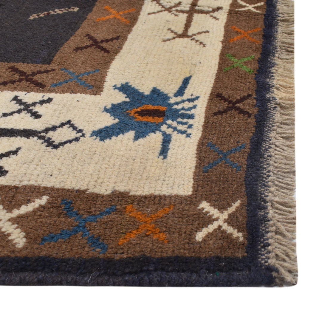 Black Afghan Oushak Rug 6' 11" x 8' 10" Hand-Knotted | No. AL14513