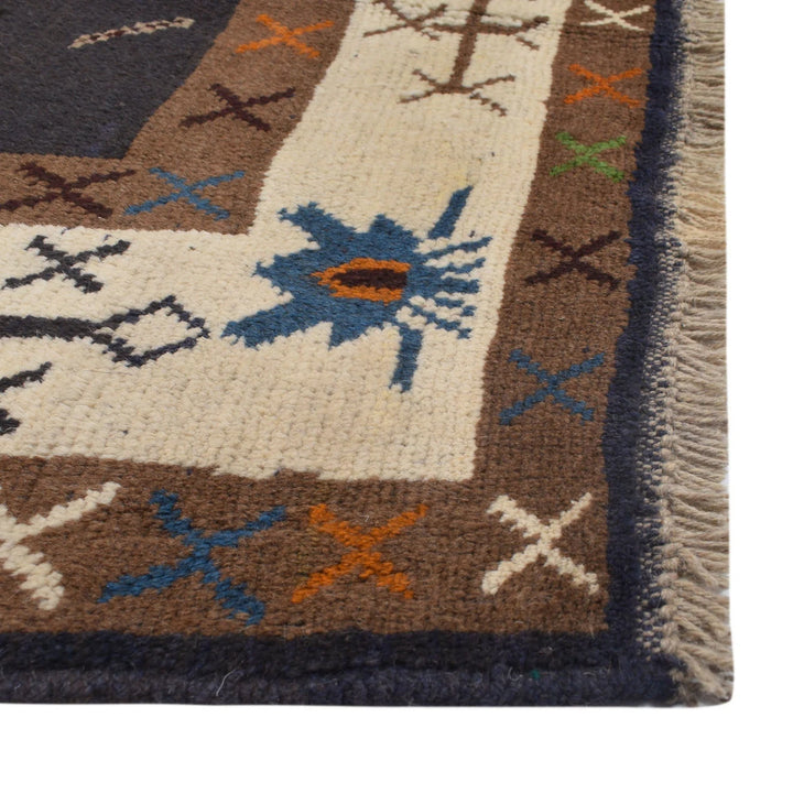 Black Afghan Oushak Rug 6' 11" x 8' 10" Hand-Knotted | No. AL14513
