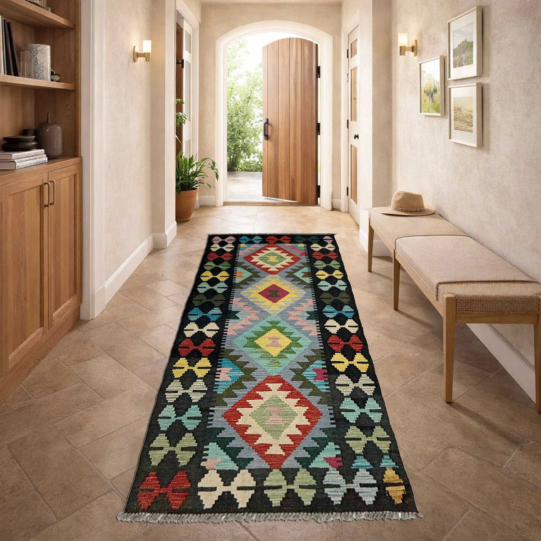 Afghan Kilim Rug 2' 2" x 6' 6" Flat-Weave | No. AL14515
