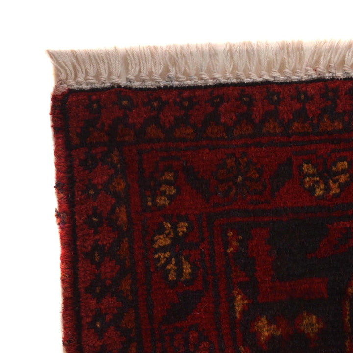 Red Afghan Khal Mohammadi Rug 3'5" x 4'8" Hand-Knotted | No. AL14687