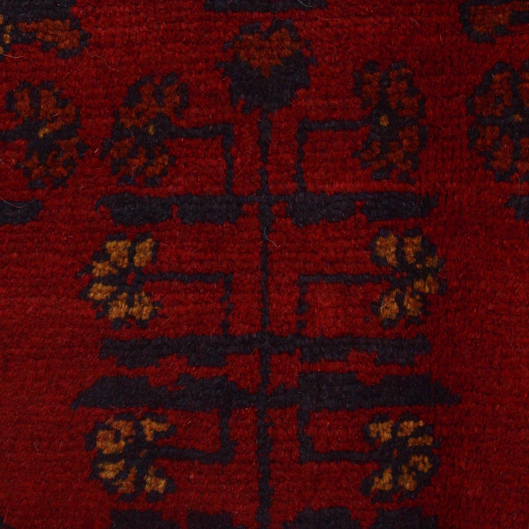 Red Afghan Khal Mohammadi Rug 3'5" x 4'8" Hand-Knotted | No. AL14687