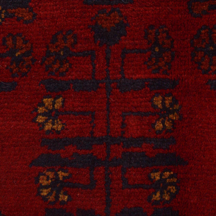 Red Afghan Khal Mohammadi Rug 3'5" x 4'8" Hand-Knotted | No. AL14687