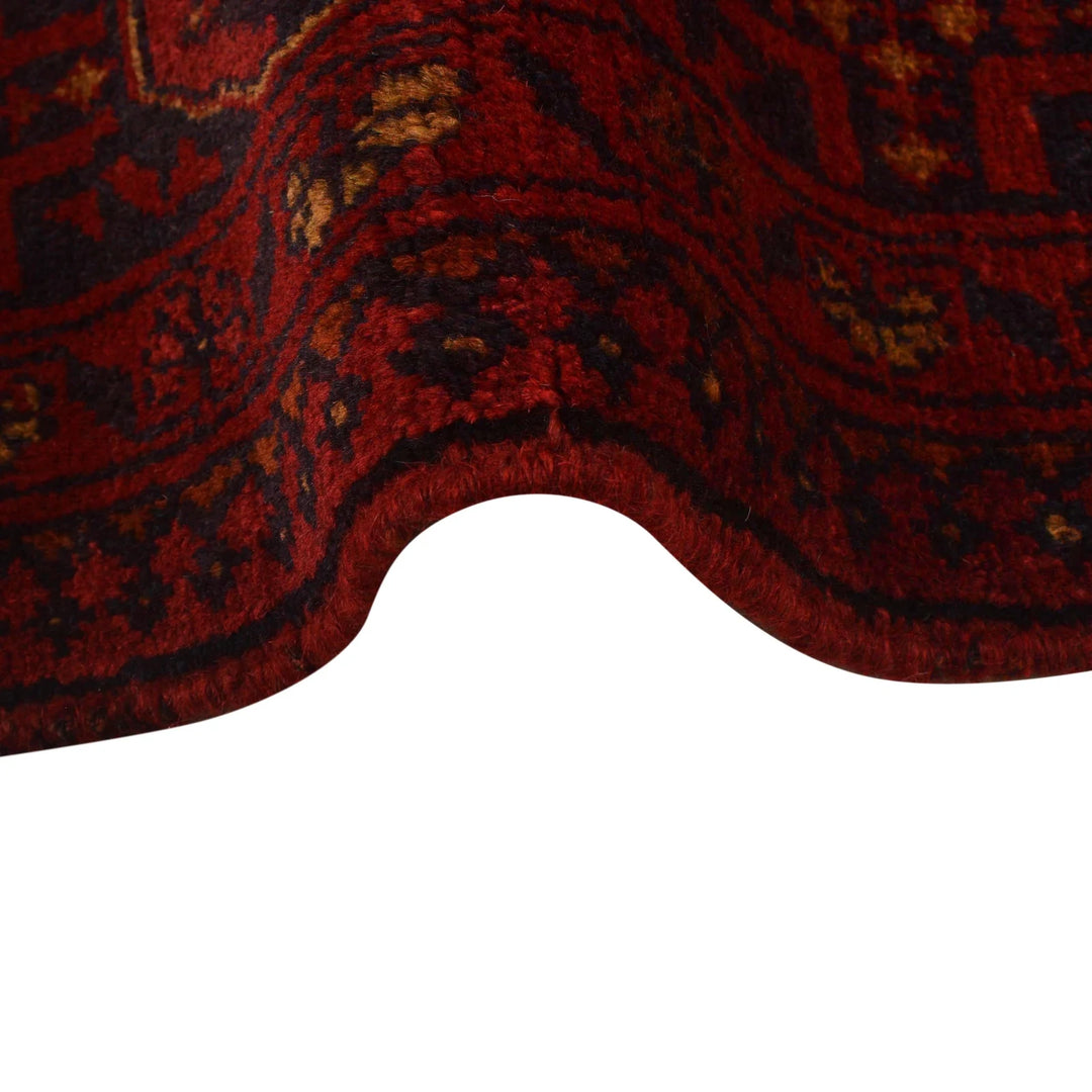 Red Afghan Khal Mohammadi Rug 3'5" x 4'8" Hand-Knotted | No. AL14687