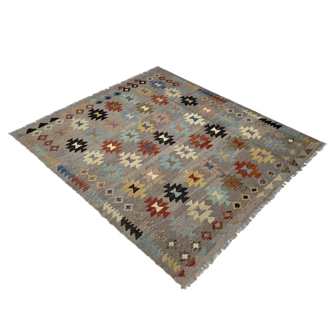 Afghan Vegetable Kilim Rug 5' 11" x 8' 1" Flat-Weave | No. AL146944