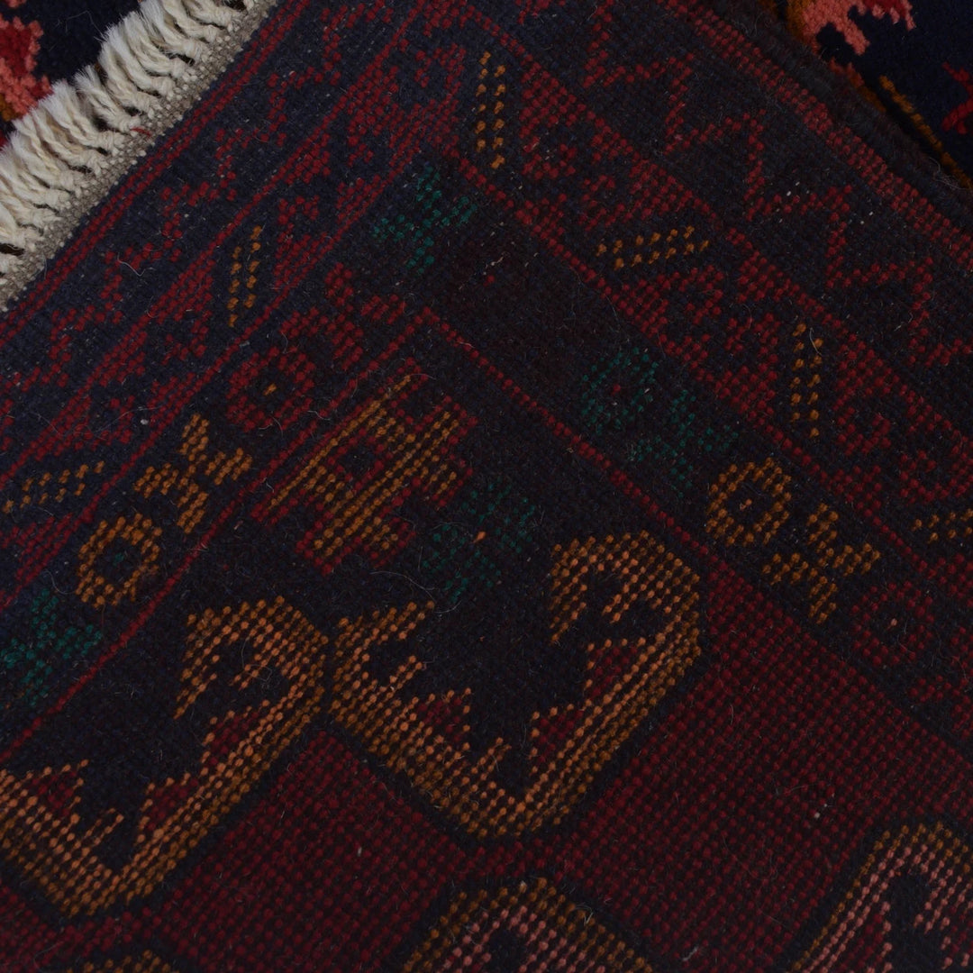 Red Afghan Baluchi Rug 3' 0" x 4' 6" Hand-Knotted | No. AL14732