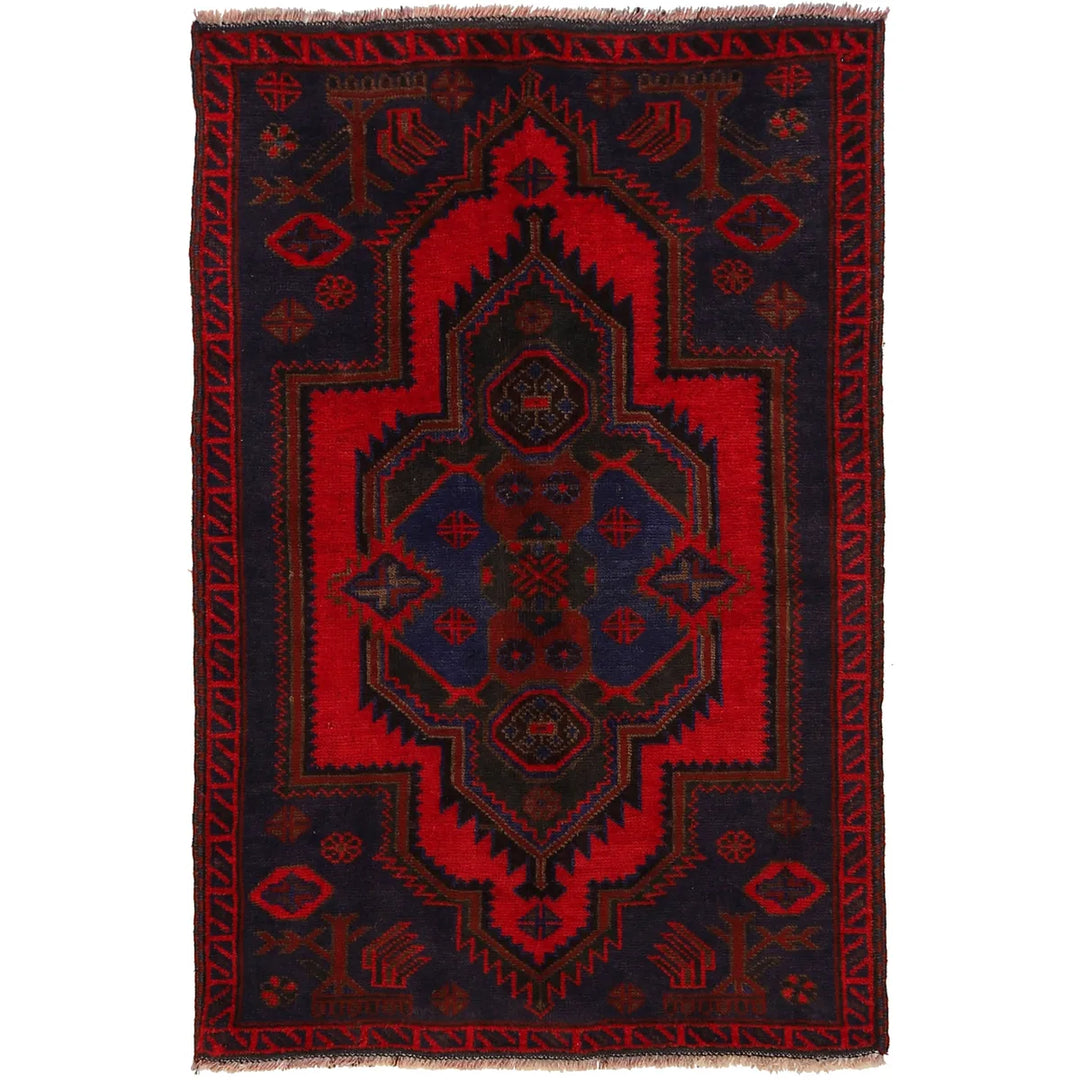 Afghan Baluchi Rug 3' 1" x 4' 9" Hand-Knotted | No. AL14737