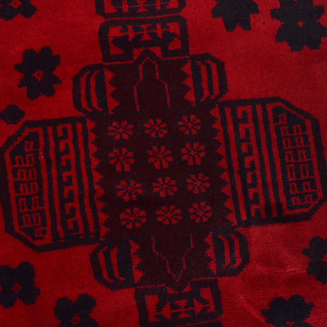 Red Afghan Baluchi Rug 6' 6" x 9' 5" Hand-Knotted | No. AL14794