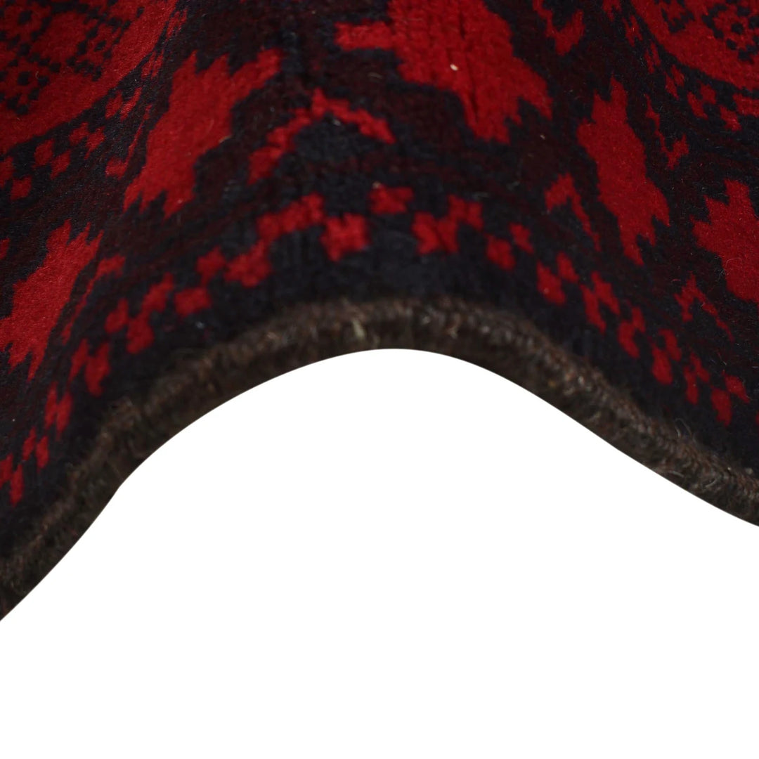 Red Afghan Baluchi Rug 6' 6" x 9' 5" Hand-Knotted | No. AL14794