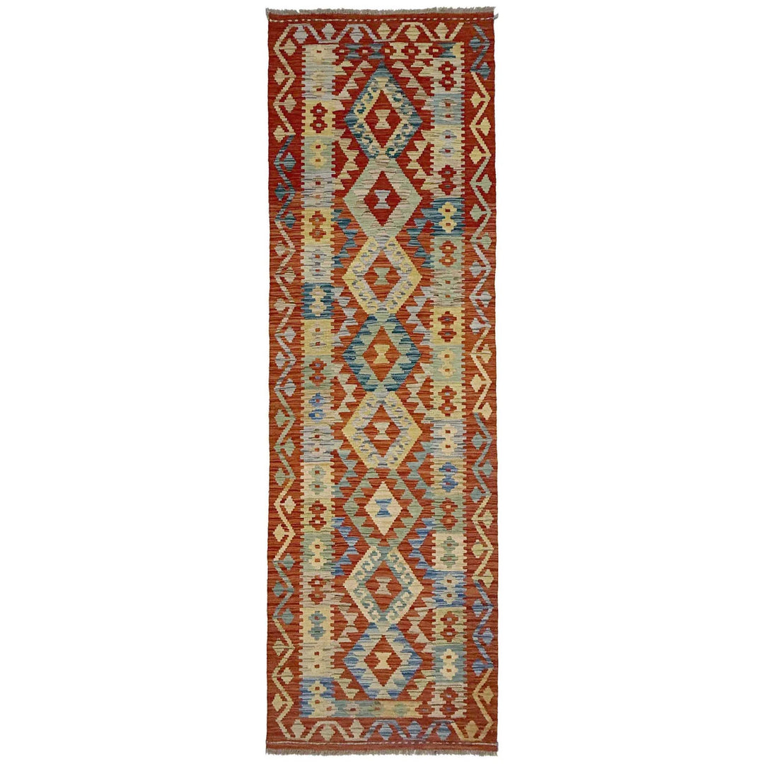 Afghan Vegetable Kilim Runner 2' 7" x 9' 10" Flat-Weave | No. AL148206