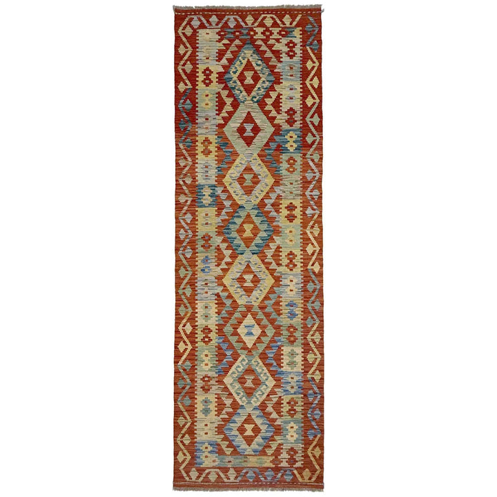 Afghan Vegetable Kilim Runner 2' 7" x 9' 10" Flat-Weave | No. AL148206