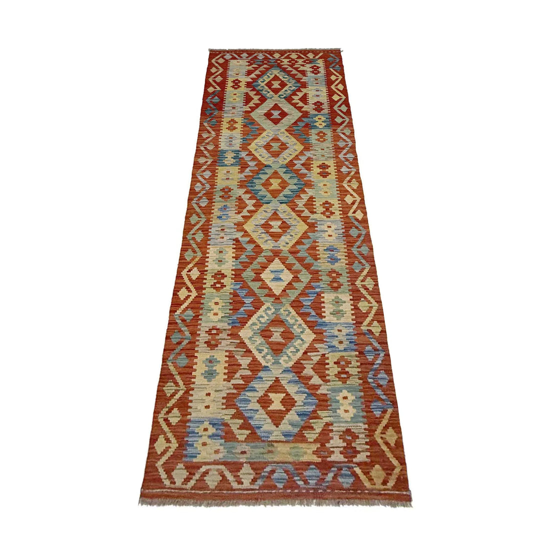 Afghan Vegetable Kilim Runner 2' 7" x 9' 10" Flat-Weave | No. AL148206
