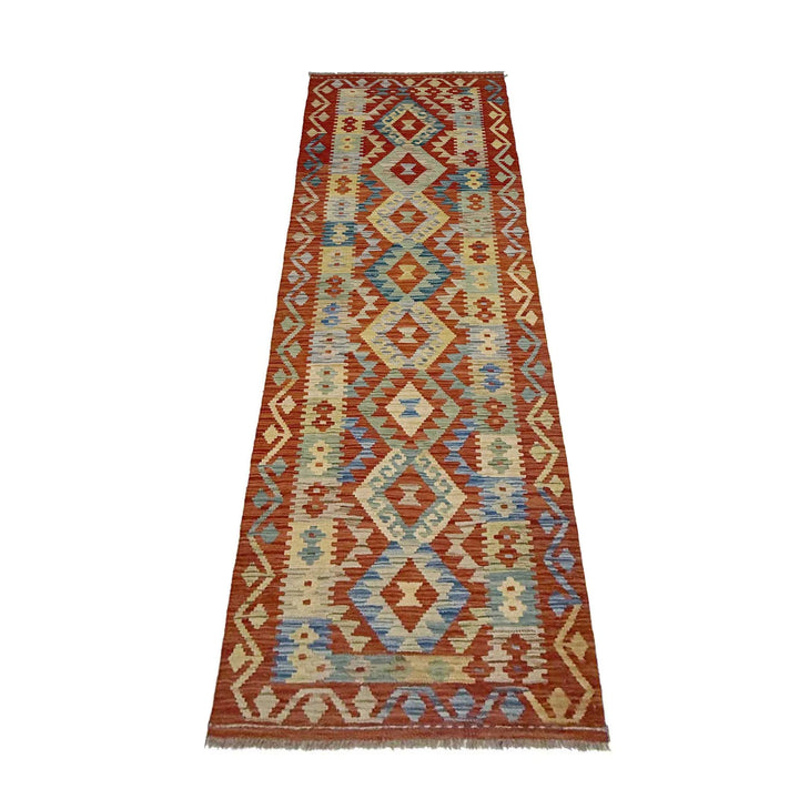 Afghan Vegetable Kilim Runner 2' 7" x 9' 10" Flat-Weave | No. AL148206