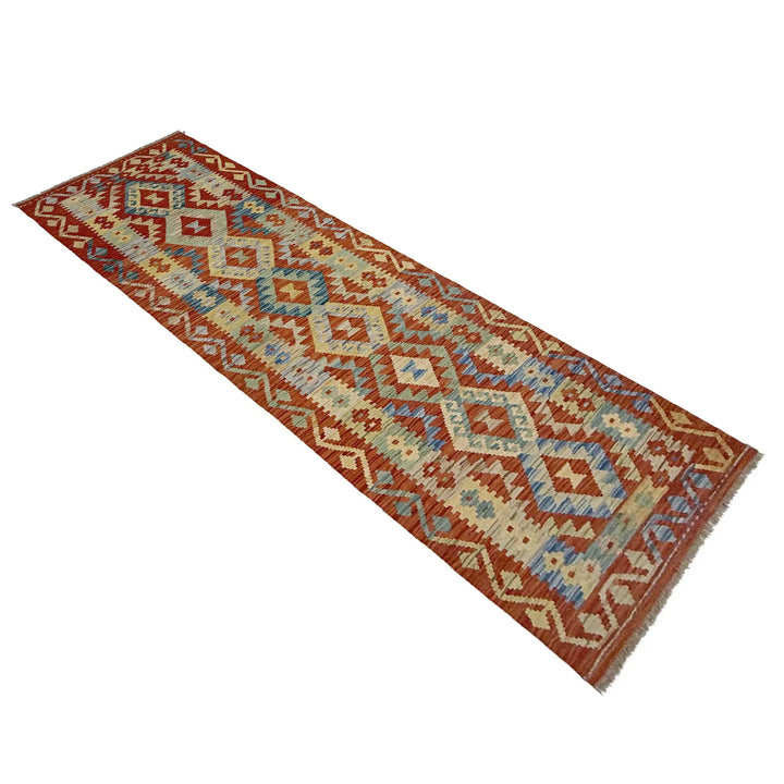 Afghan Vegetable Kilim Runner 2' 7" x 9' 10" Flat-Weave | No. AL148206