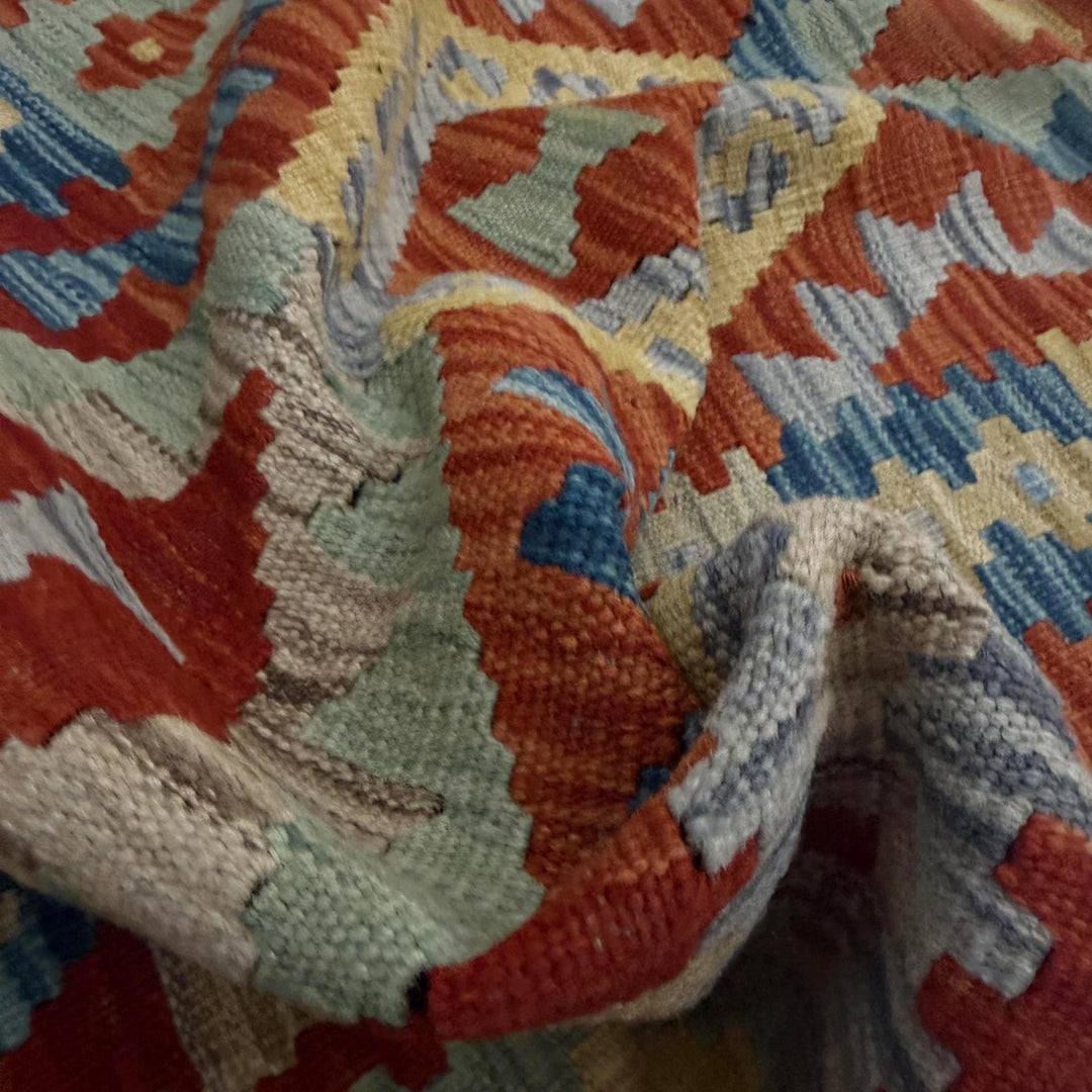 Afghan Vegetable Kilim Runner 2' 7" x 9' 10" Flat-Weave | No. AL148206