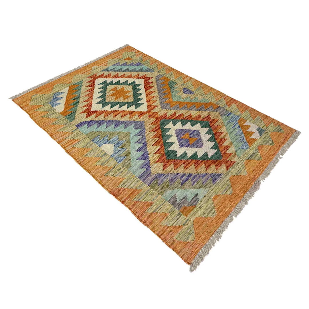 Afghan Vegetable Kilim Rug 2' 6" x 4' 1" Flat-Weave | No. AL148231