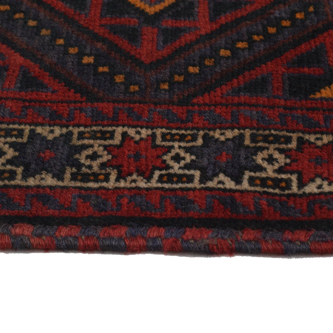 Red Afghan Baluchi Rug 2' 9" x 4' 6" Hand-Knotted | No. AL14838