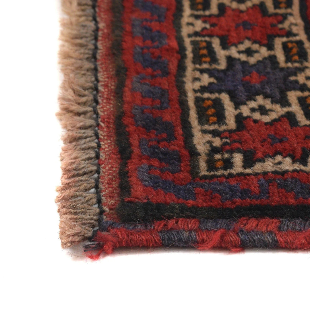 Red Afghan Baluchi Rug 2' 9" x 4' 6" Hand-Knotted | No. AL14838