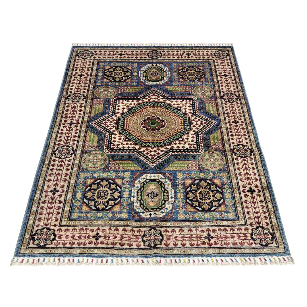 Afghan Mamluk Rug 3' 4" x 4' 10" Hand-Knotted | No. AL14889