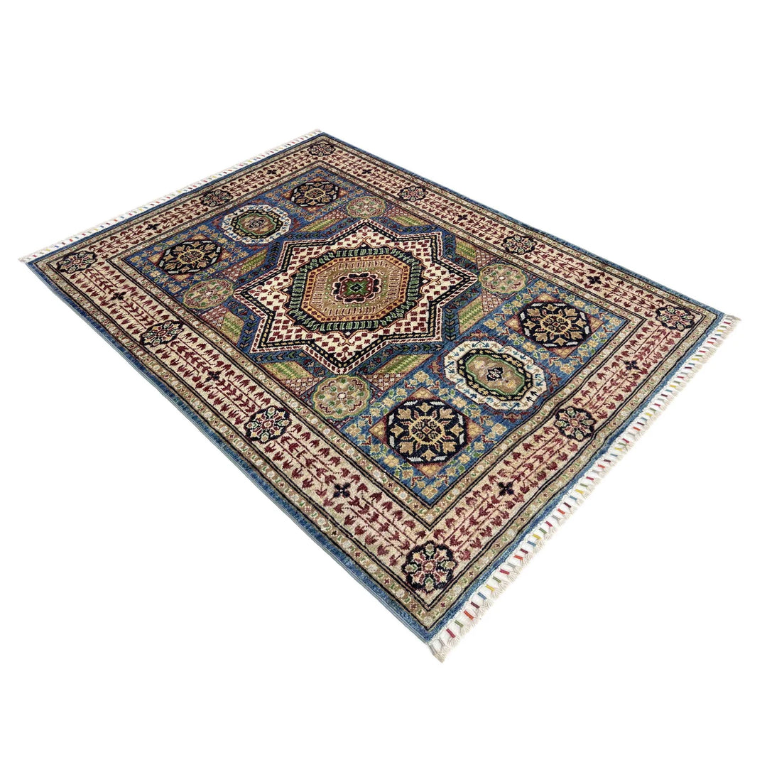 Afghan Mamluk Rug 3' 4" x 4' 10" Hand-Knotted | No. AL14889
