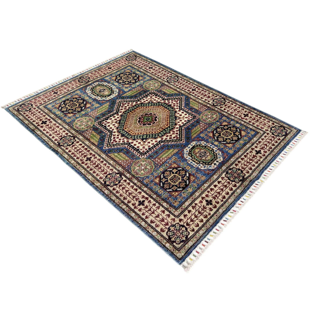 Afghan Mamluk Rug 3' 4" x 4' 10" Hand-Knotted | No. AL14889
