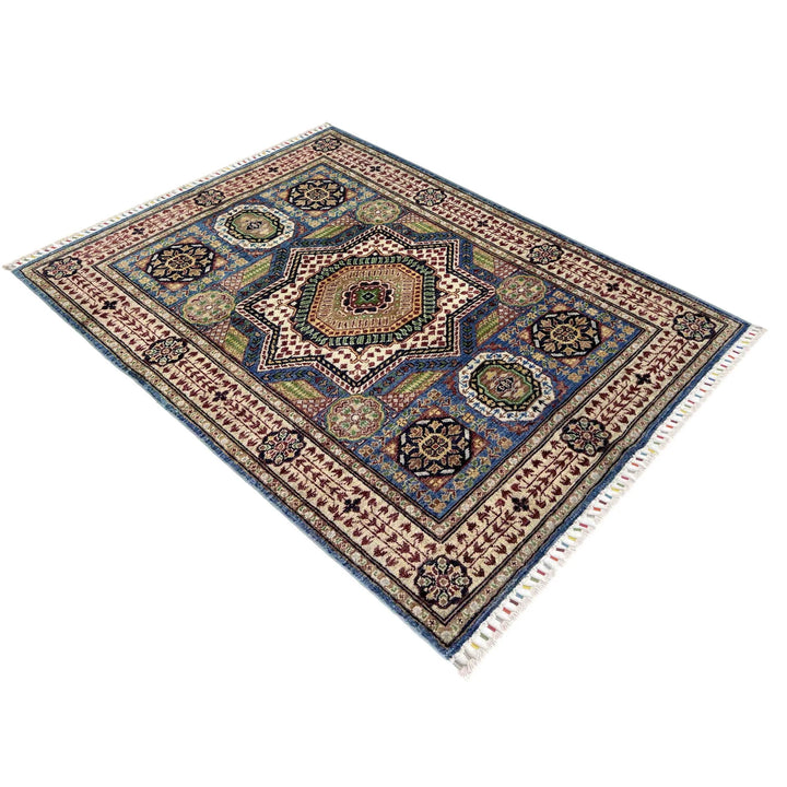 Afghan Mamluk Rug 3' 4" x 4' 10" Hand-Knotted | No. AL14889