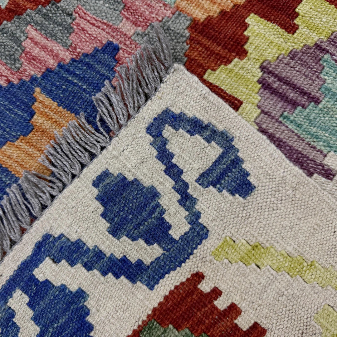 Afghan Vegetable Kilim Rug 6' 5" x 9' 11" Flat-Weave | No. AL14899