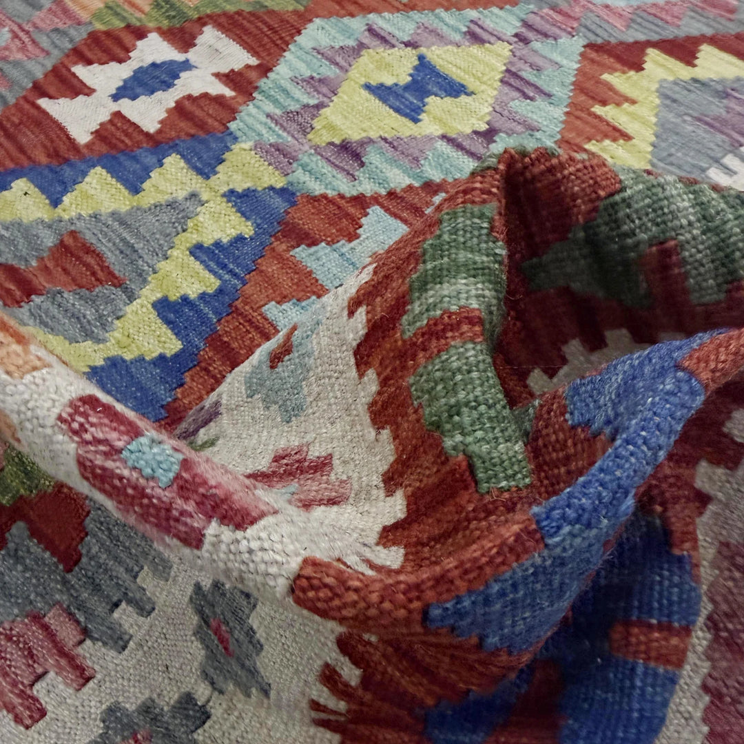 Afghan Vegetable Kilim Rug 6' 5" x 9' 11" Flat-Weave | No. AL14899