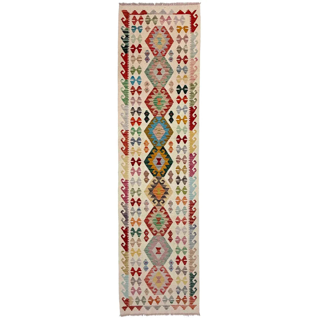 Afghan Vegetable Kilim Rug 2' 7" x 9' 9" Flat-Weave | No. AL149657