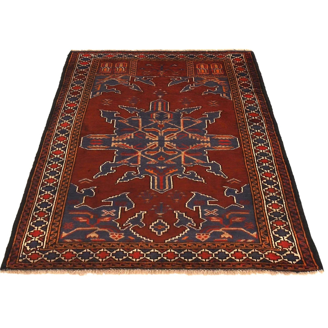 Red Afghan Prayer Rug 2' 8" x 3' 9" Hand-Knotted | No. AL14981