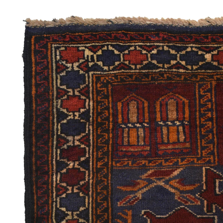 Red Afghan Prayer Rug 2' 8" x 3' 9" Hand-Knotted | No. AL14981