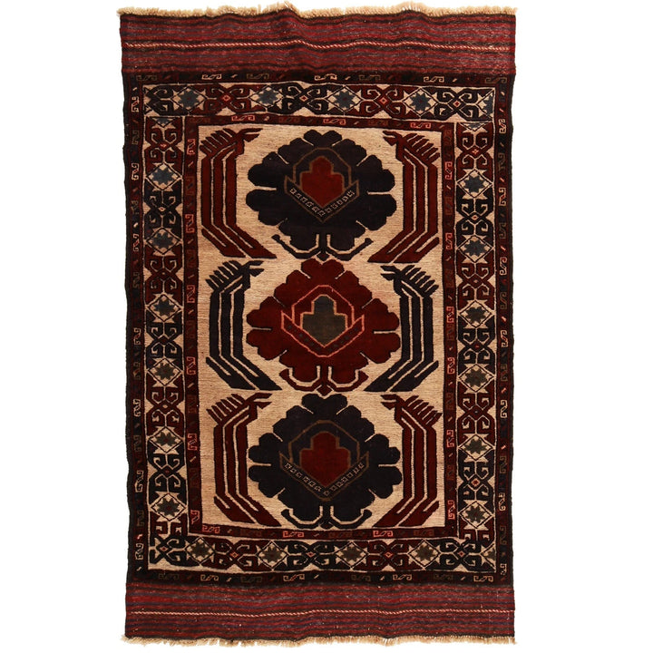 Beige Afghan Barjista Kilim Rug 3' 10" x 6' 2" Flat-Weave | No. AL15015