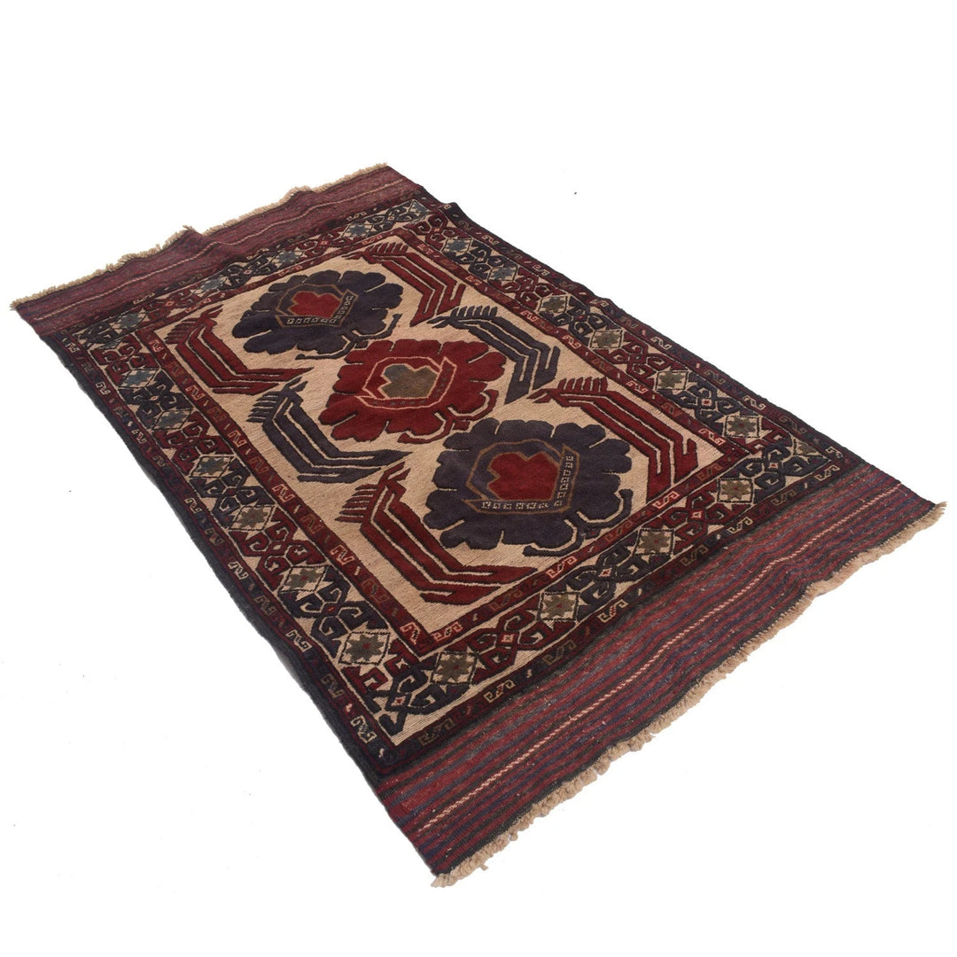 Beige Afghan Barjista Kilim Rug 3' 10" x 6' 2" Flat-Weave | No. AL15015