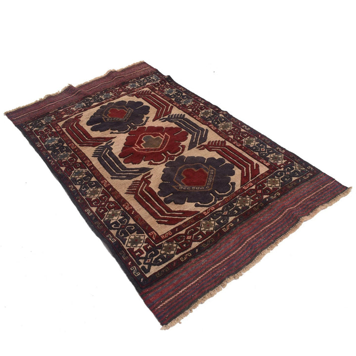 Beige Afghan Barjista Kilim Rug 3' 10" x 6' 2" Flat-Weave | No. AL15015