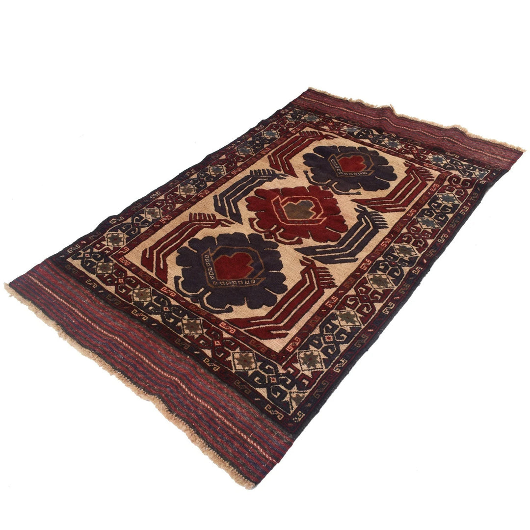 Beige Afghan Barjista Kilim Rug 3' 10" x 6' 2" Flat-Weave | No. AL15015